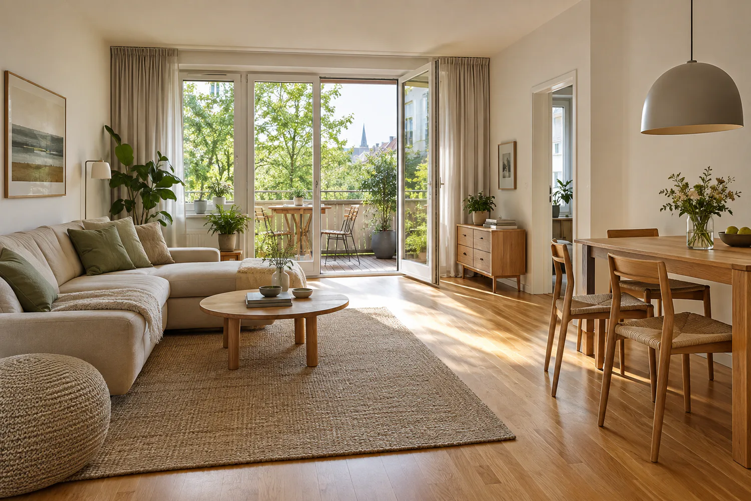 Helle Stadtwohnung mit Wohnraum, Essplatz und Balkon